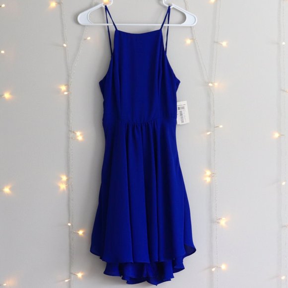 Dillards Blue Halter Backless Cocktail Dress | 085 - Picture 1 of 4